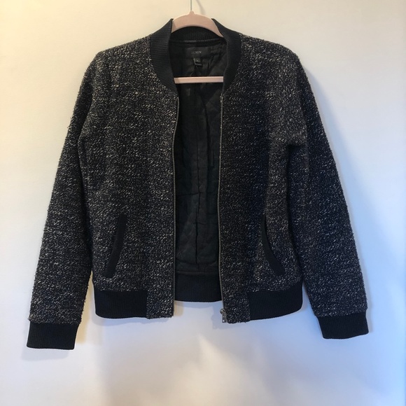 J. Crew Jackets & Blazers - J.Crew B&W Tweed Bomber Jacket
